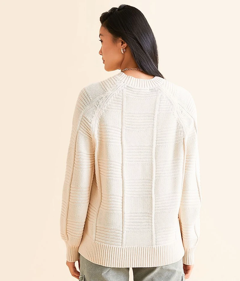 Oversized Knit Checkered Sweater