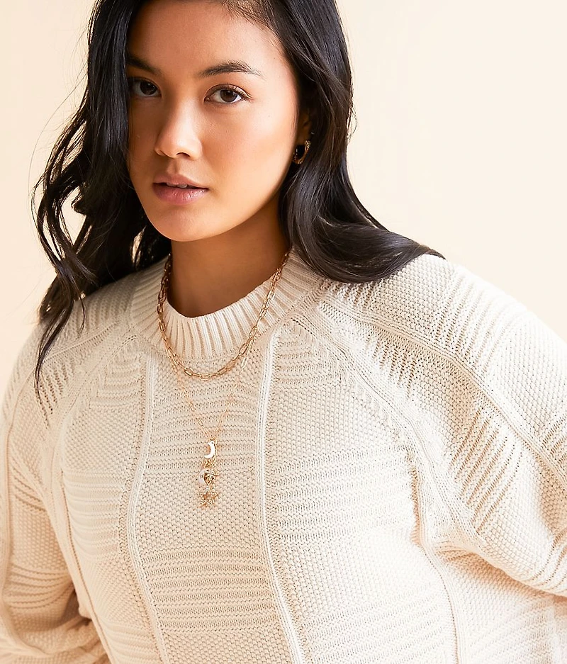 Oversized Knit Checkered Sweater