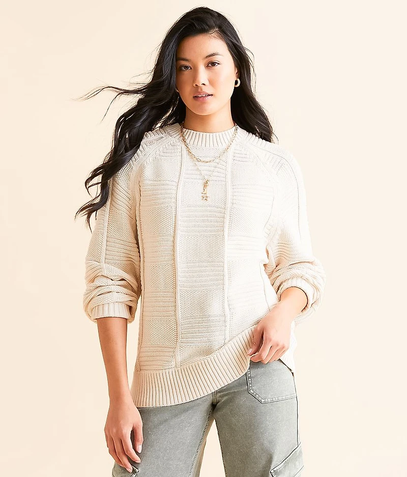 Oversized Knit Checkered Sweater