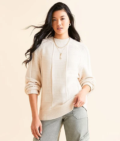 Oversized Knit Checkered Sweater
