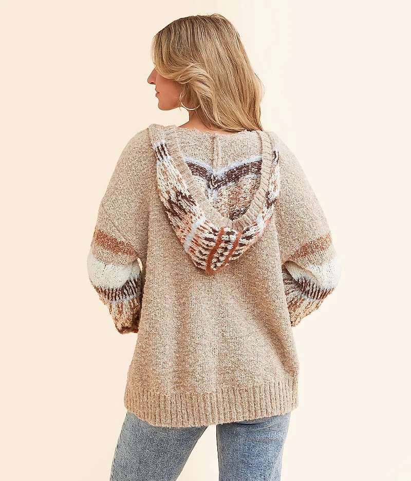 Hooded V-Neck Sweater