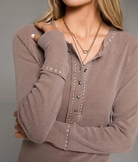 Contrast Stitch Thermal Henley