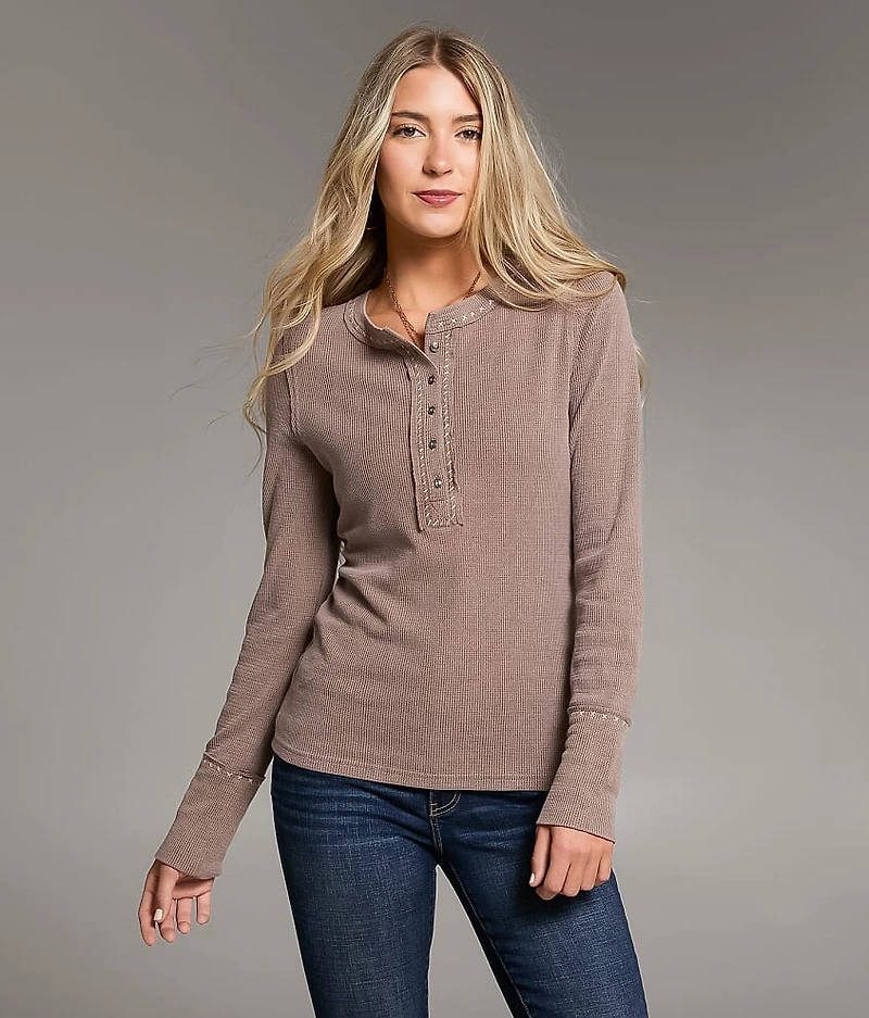 Contrast Stitch Thermal Henley