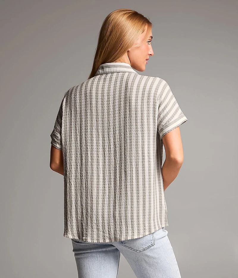 Raw Edge Striped Shirt