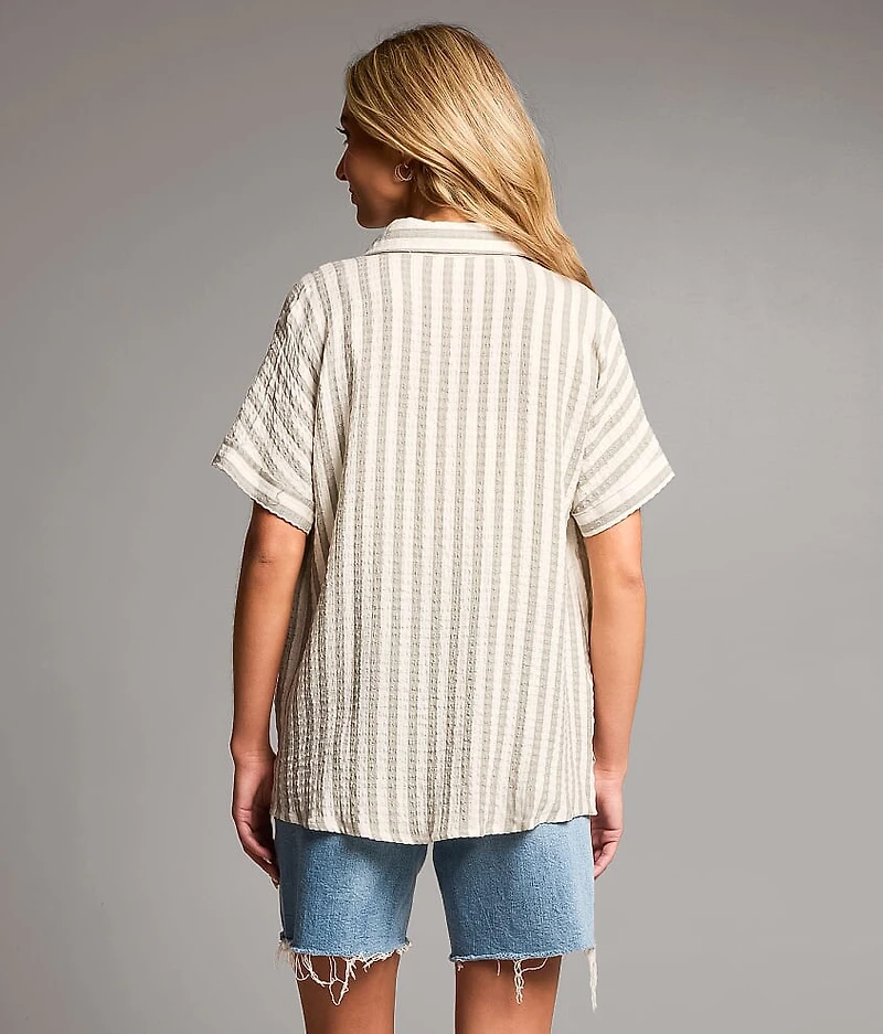 Raw Edge Striped Shirt
