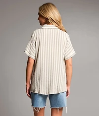 Raw Edge Striped Shirt