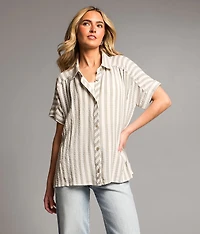 Raw Edge Striped Shirt