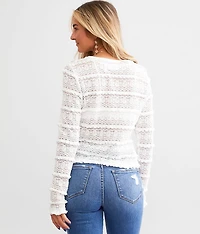 Ruffle Lace Cropped Blouse