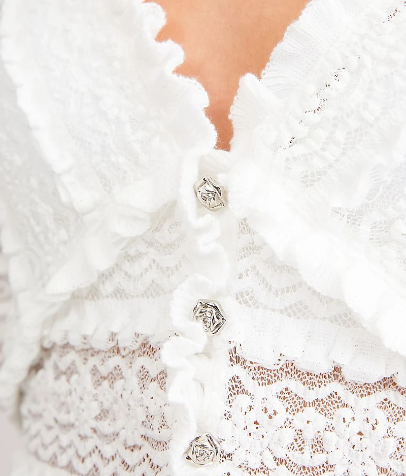 Ruffle Lace Cropped Blouse