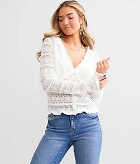 Ruffle Lace Cropped Blouse