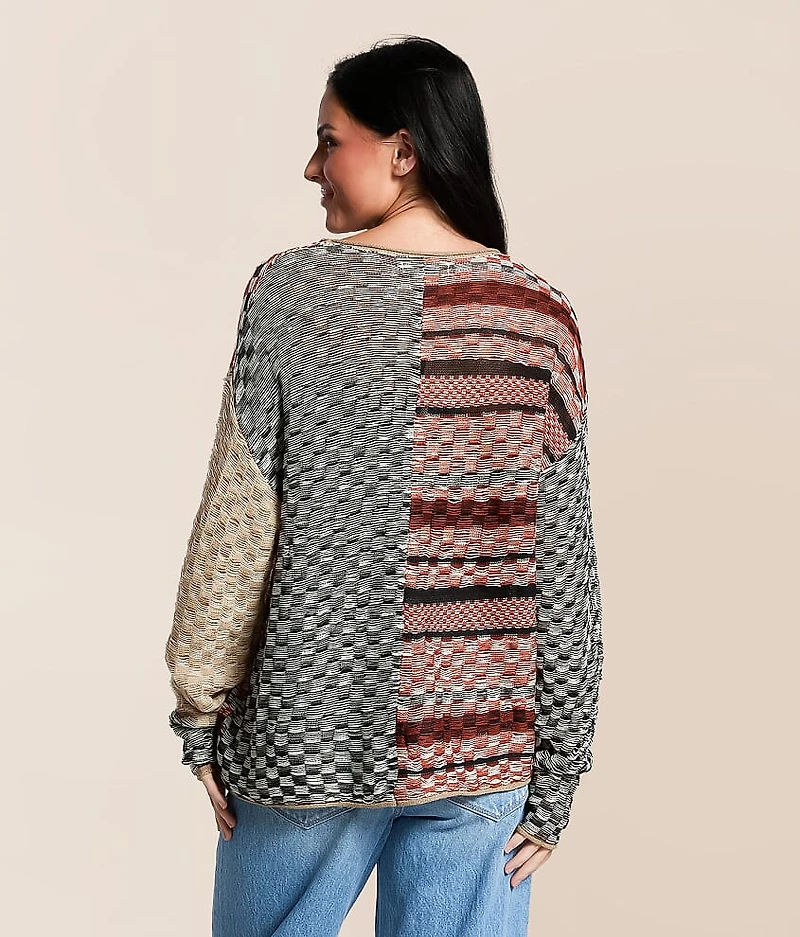 Checkered Stitch Cardigan Sweater