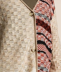 Checkered Stitch Cardigan Sweater