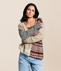 Checkered Stitch Cardigan Sweater