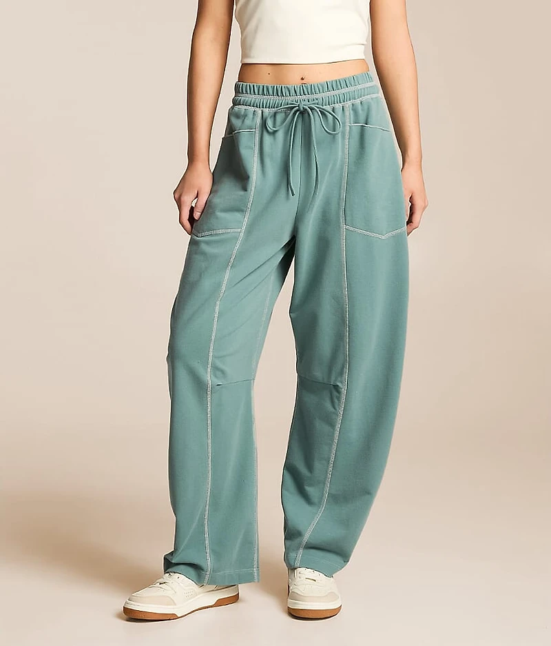 Contrast Stitch Wide Leg Pant