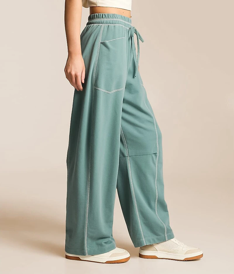 Contrast Stitch Wide Leg Pant