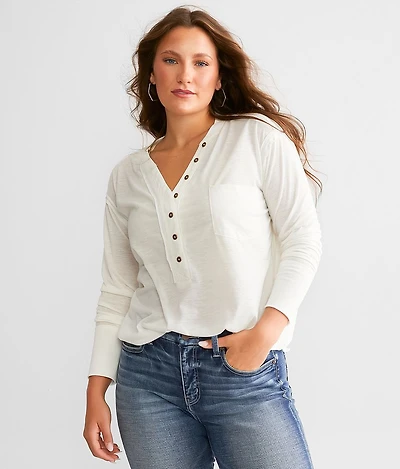 Pieced Raw Edge Henley