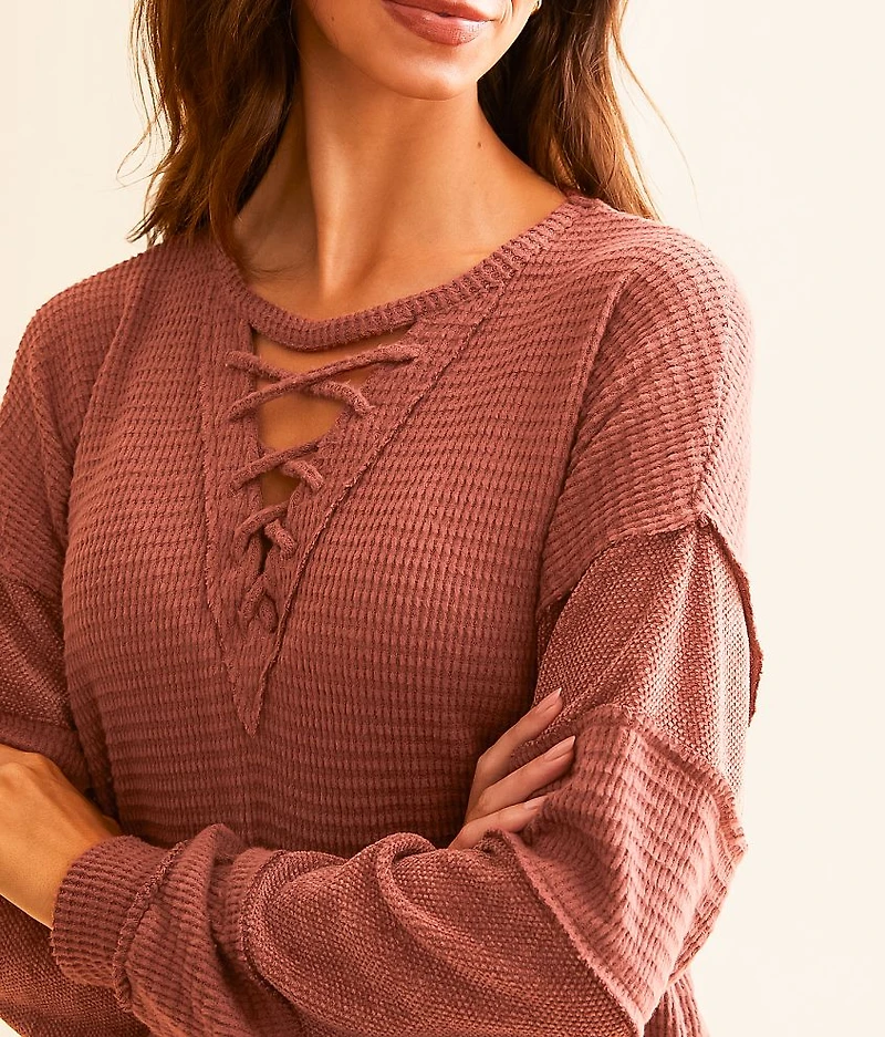 Pieced Waffle Knit Top