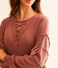 Pieced Waffle Knit Top