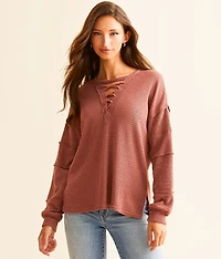 Pieced Waffle Knit Top