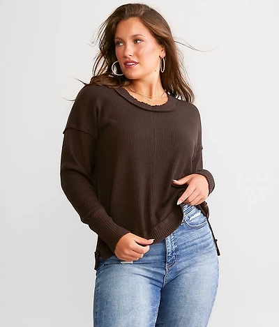 Raw Edge Scoop Neck Top