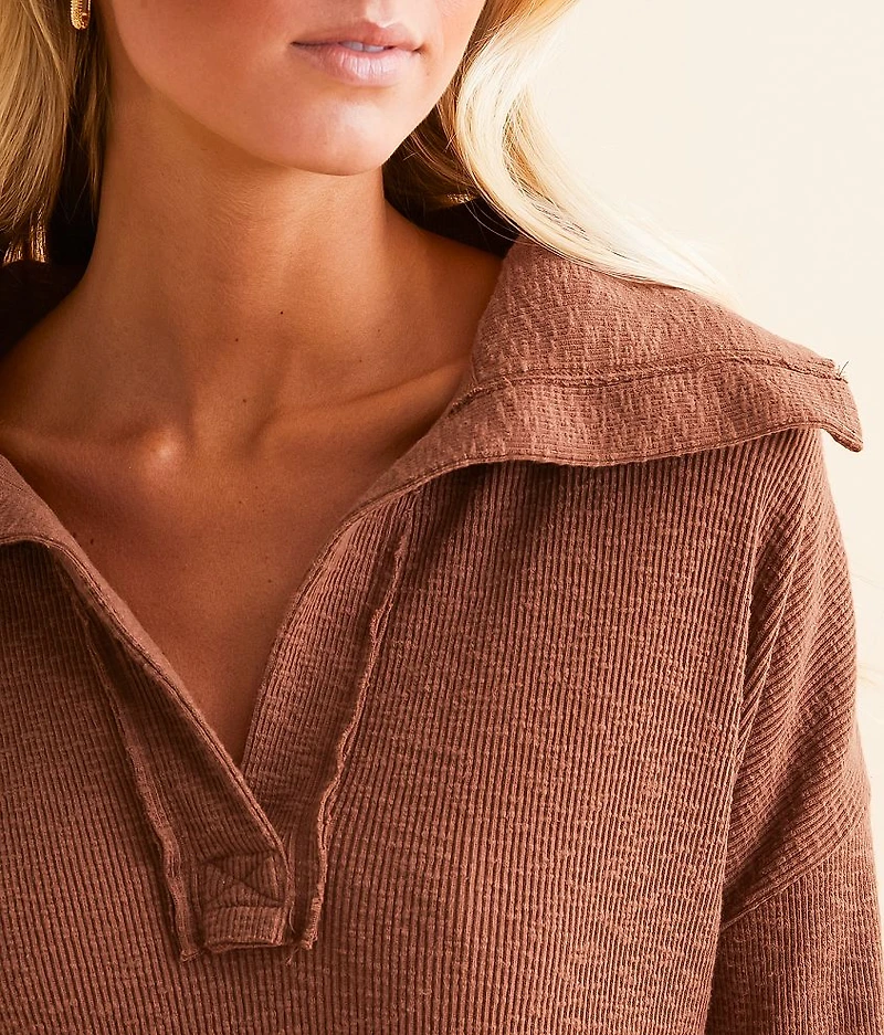 Ribbed Slub Knit Pullover