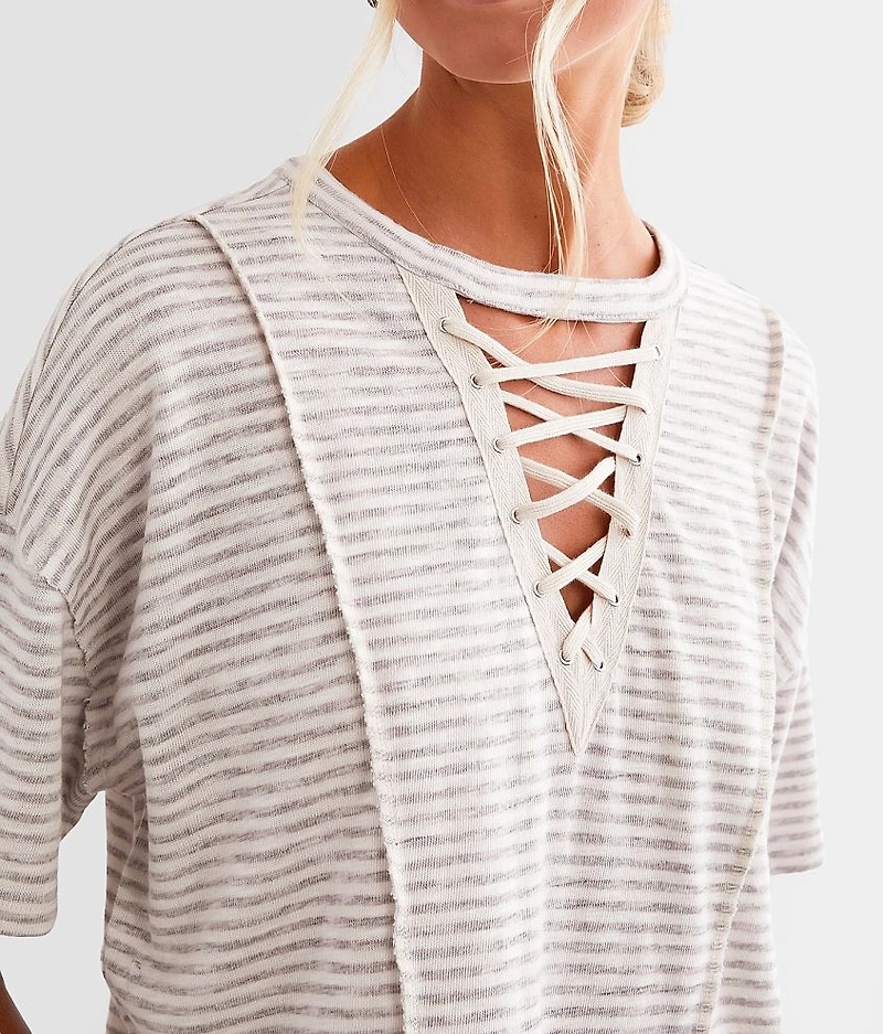 Oversized Lace-Up Top