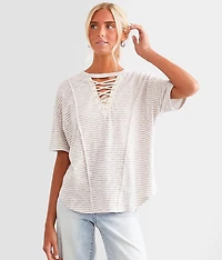 Oversized Lace-Up Top
