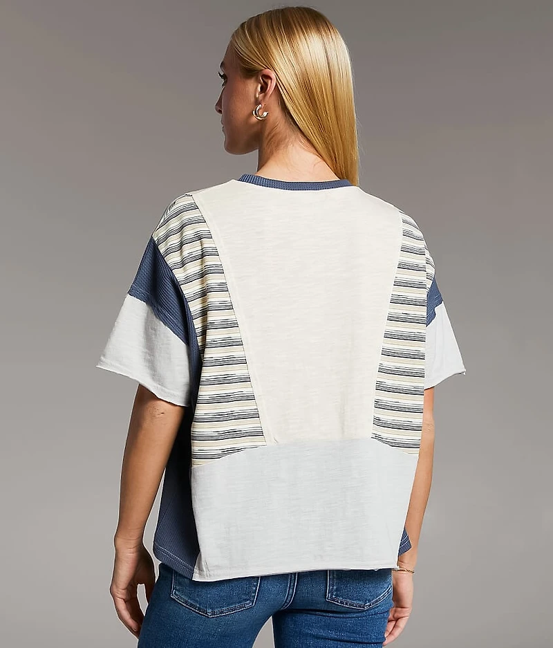 Pieced Waffle Knit Top