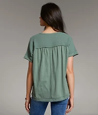 Raw Edge Slub Knit Henley