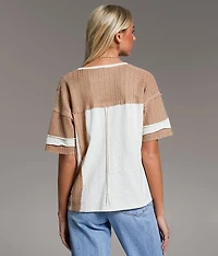 Pieced Open Weave T-Shirt