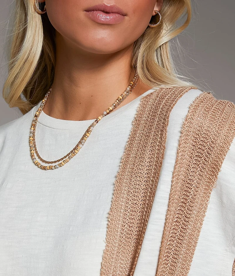 Pieced Open Weave T-Shirt