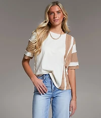 Pieced Open Weave T-Shirt