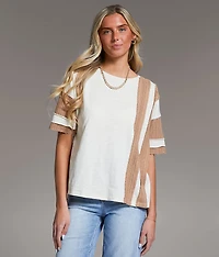 Pieced Open Weave T-Shirt