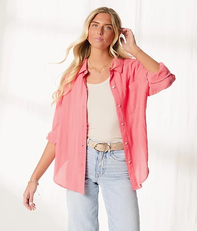 Resort Edit - Textured Boyfriend Shirt