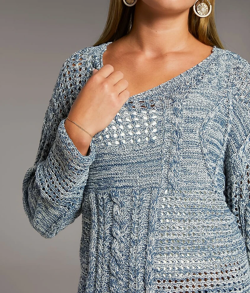 Marled Pointelle Sweater