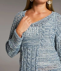 Marled Pointelle Sweater