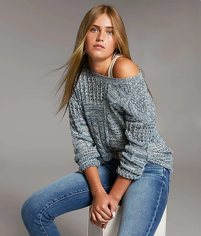 Marled Pointelle Sweater
