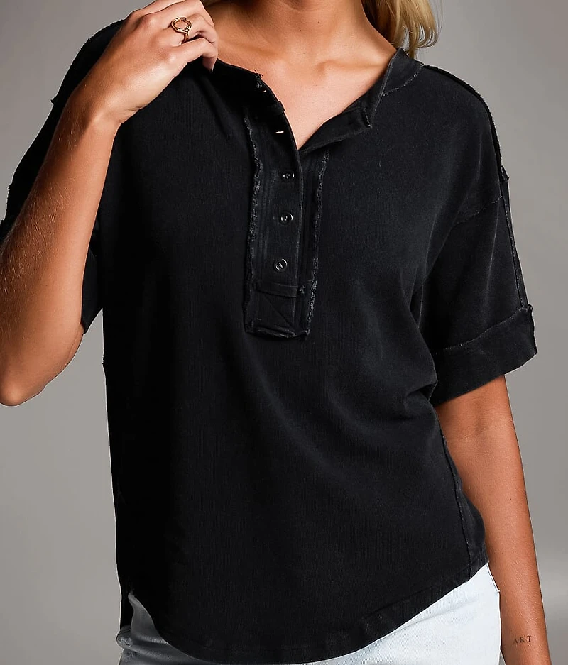 Raw Edge Washed Henley