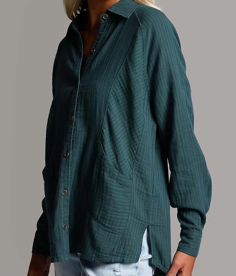 Striped Woven Oversized Shirt