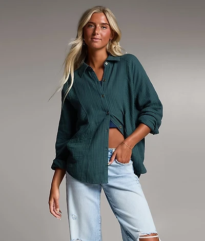 Striped Woven Oversized Shirt