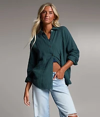 Striped Woven Oversized Shirt