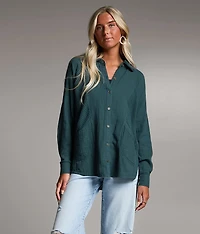 Striped Woven Oversized Shirt