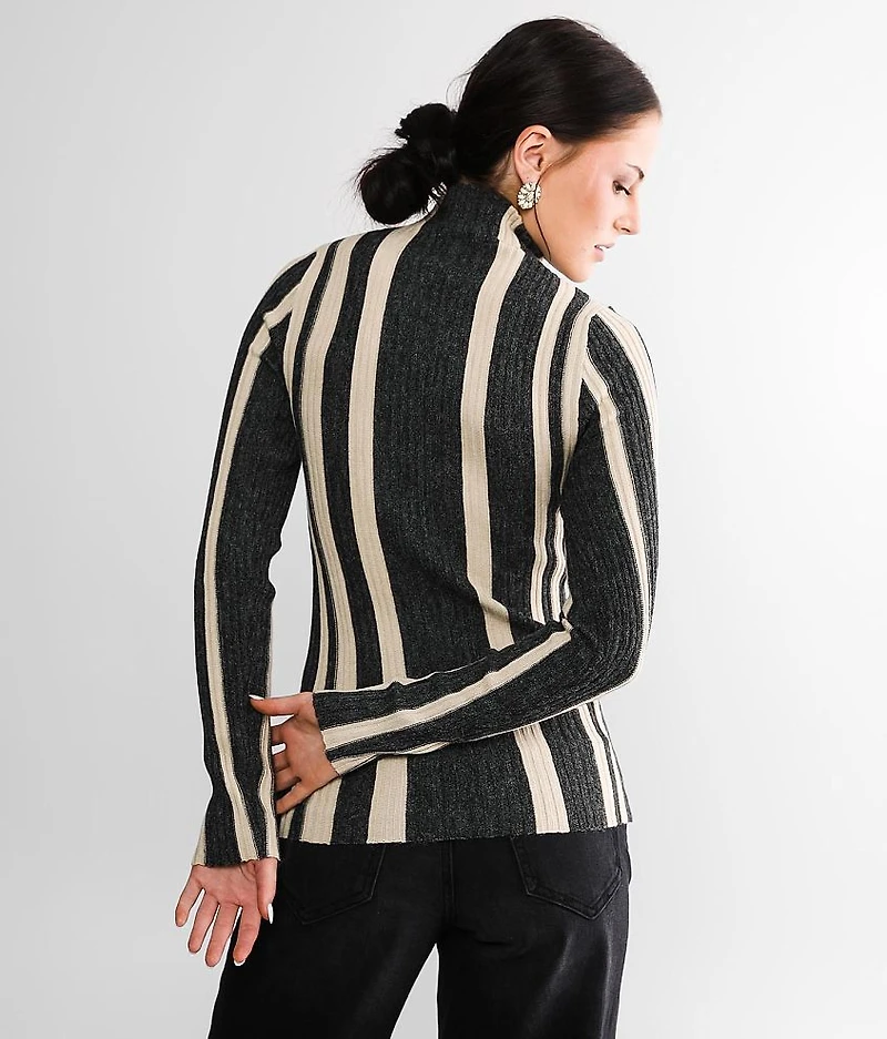 Striped Mock Neck Top