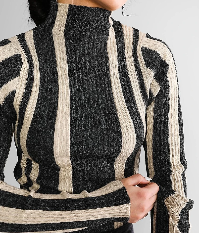 Striped Mock Neck Top