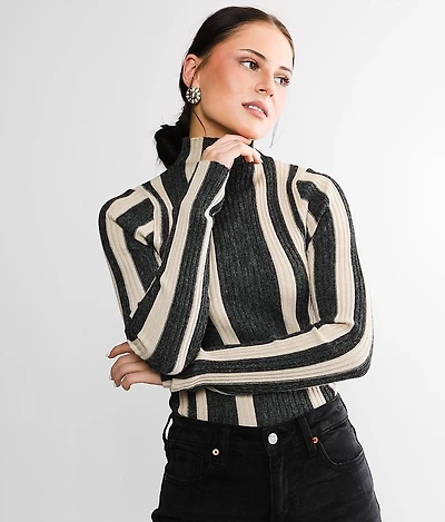 Striped Mock Neck Top