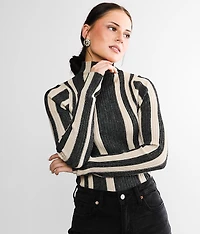 Striped Mock Neck Top