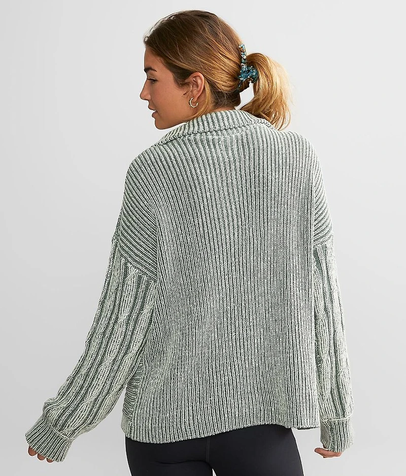 Ribbed Knit Henley Sweater