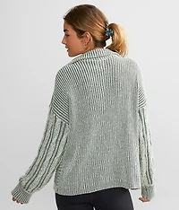 Ribbed Knit Henley Sweater
