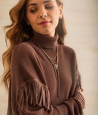 Turtleneck Fringe Sweater