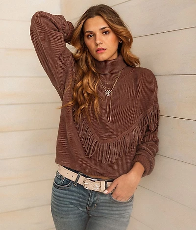 Turtleneck Fringe Sweater